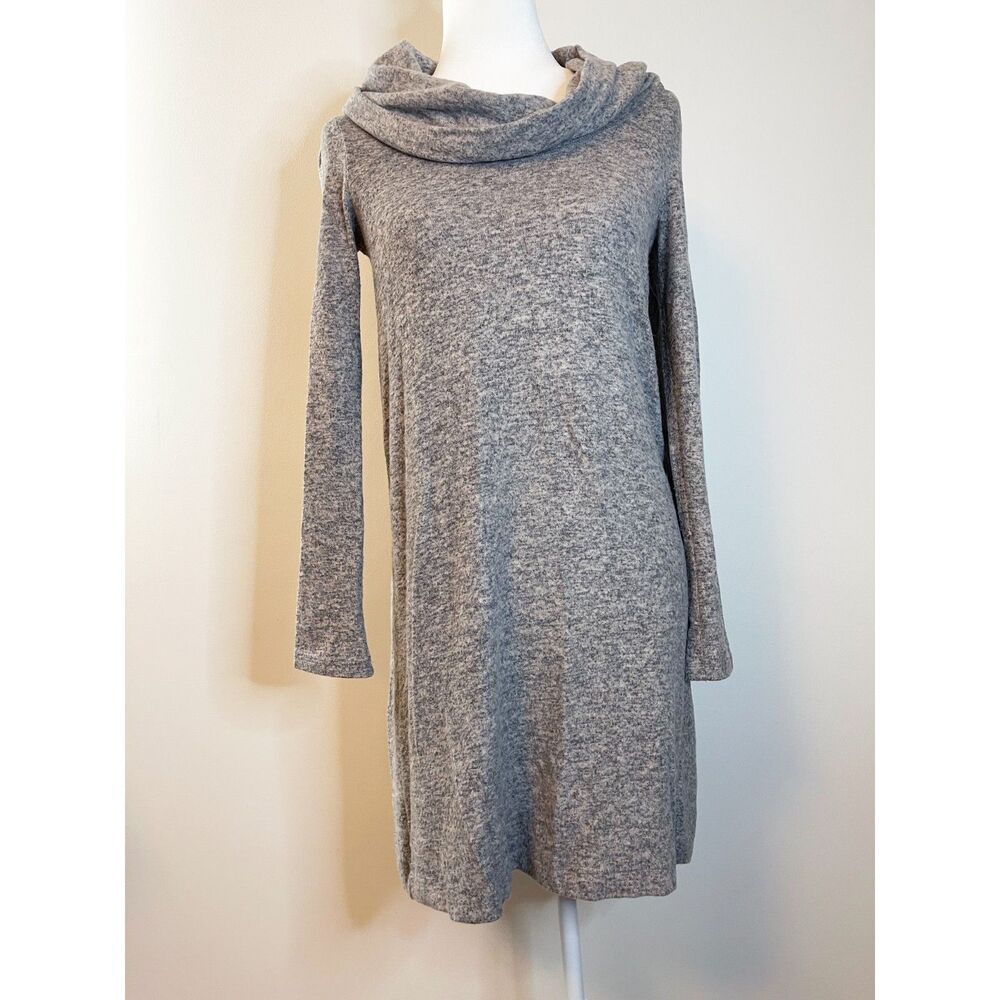Saturday Sunday Anthropologie Gray Cowl Neck Sweater Dress XS Soft Knit Cozy